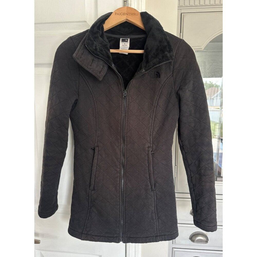 The North Face Quilted Fleece Full Zip Jacket Women's SZ S Black